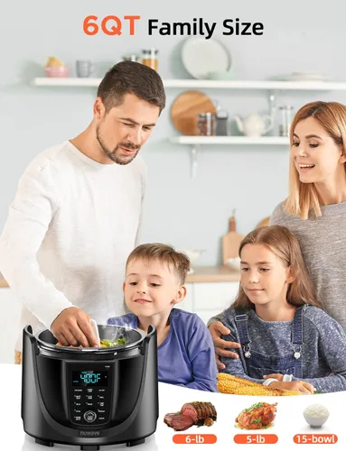 Vista 5 de Nuwave Duet Olla a Presión Eléctrica y Freidora de Aire Combo, 450 EN 1 Olla de Cocción Lenta y Parrilla con Sonda de Temperatura Digital Integrada