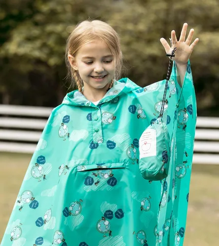 Vista 3 de Chaqueta ligera de poncho de lluvia para niños, impermeable, abrigo impermeable