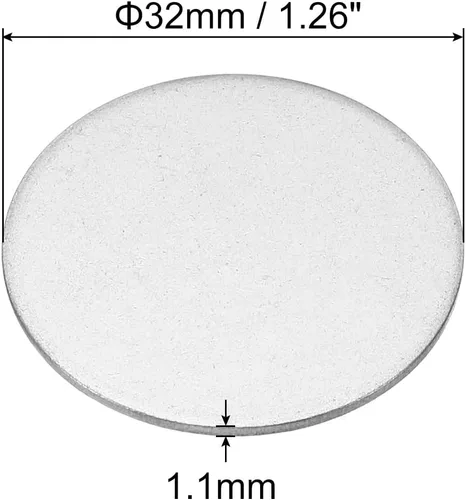 Vista 2 de PATIKIL Disco de acero de 1.260 in, 10 etiquetas redondas de metal para estampado en blanco, placa de disco circular circular de metal, placa