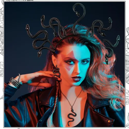 Vista 5 de BBTO Disfraz de serpiente Medusa de Halloween para mujer