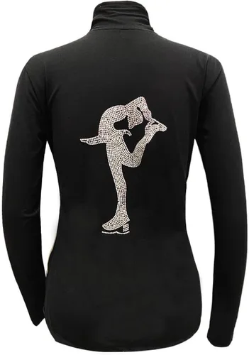 Vista 2 de LIUHUO Chaqueta de patinaje artístico para niños y adultos, ropa de gimnasia con diamantes, esquí, niñas
