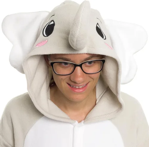 Vista 2 de FUNZIEZ! - Disfraz de Halloween para adultos, de animales y criaturas marinas, mameluco afelpado para cosplay, para mujeres y hombres