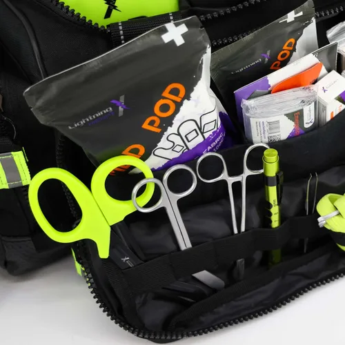 Vista 4 de Lightning X Bolsa modular X-grande de primeros auxilios EMT Medic para trauma con suministros de kit de primeros auxilios de emergencia (Negro)