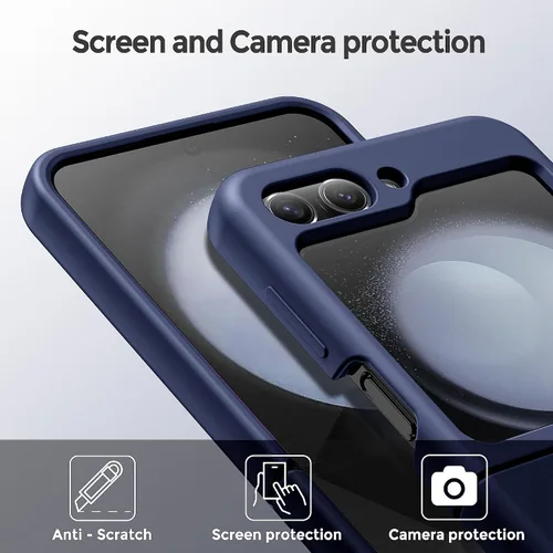 Vista 2 de Funda suave de silicona líquida para Samsung Galaxy Z Flip 5, parachoques de goma de gel, ajuste delgado, a prueba de golpes, funda protectora