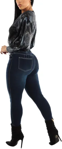 Vista 6 de Moda Xpress Jeans ajustados de cintura súper alta para mujer - Levanta Cola Skinny Jeans