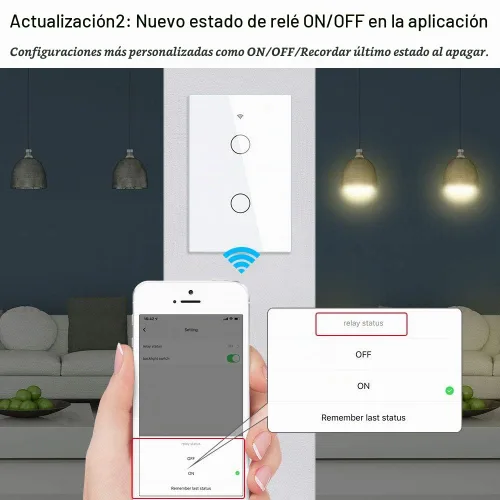 Vista 3 de MoesGo 2ª generación WiFi RF433 Smart Touch Wall Single Fire Smart Switch, no requiere cable neutro, compatible con la aplicación Smart Life/Tuya