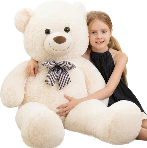 Vista 36 de MorisMos Oso de peluche gigante con corbata de 4 pies, 47 pulgadas, oso de peluche grande clásico, regalo para novia novio en cumpleaños, azul