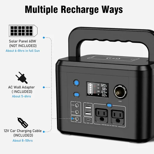 Vista 3 de powkey Estación de energía portátil de 350 W, batería de litio de reserva de 260 Wh/70,000 mAh, banco de energía de onda sinusoidal pura de 110 V