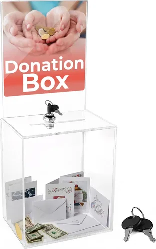 Vista 3 de Caja de ahorro para monedas de caridad con forma de refugio para perros, con cierre de cámara y 2 llaves (negro)