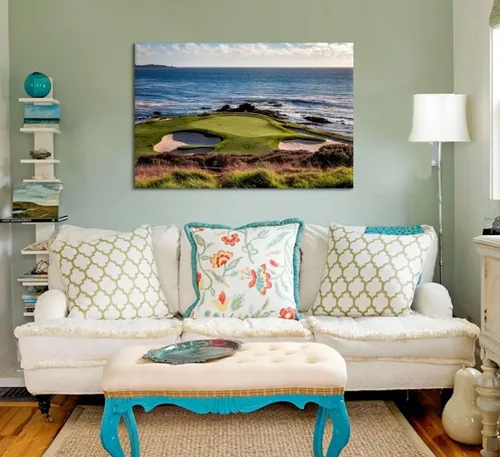 Vista 4 de chenchenArt - Impresiones de campo de golf de la costa de California para pared, lienzo para decoración de pared de campo de golf en EE. UU.