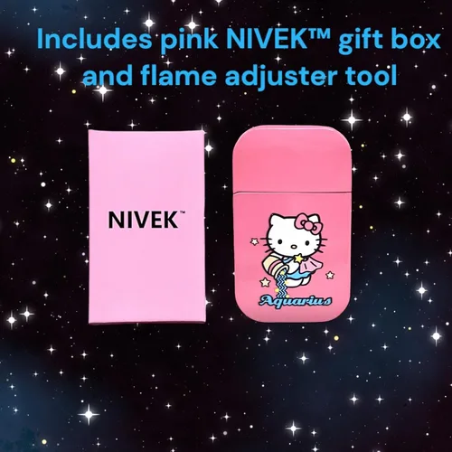 Vista 2 de NIVEK Encendedor de gatito Y2k 12 Consetelaciones Horóscopo Astrología Zodiaco Signos de nacimiento Pretty Pink Flame Kawaii Coleccionable Japonés