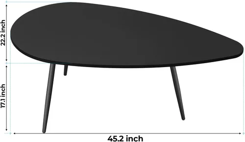 Vista 3 de SAYGOER - Mesa de centro pequeña negra moderna, mesas de café ovaladas retro, mesa de centro para espacios pequeños, mesa de café de mediados