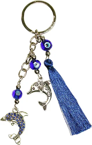 Vista 12 de LUCKBOOSTIUM Evil Eye Animal Keychain & Protection, Evil Eye Car Hanging Ornament, Rear View Mirror Accessories, Home Decor Azul
