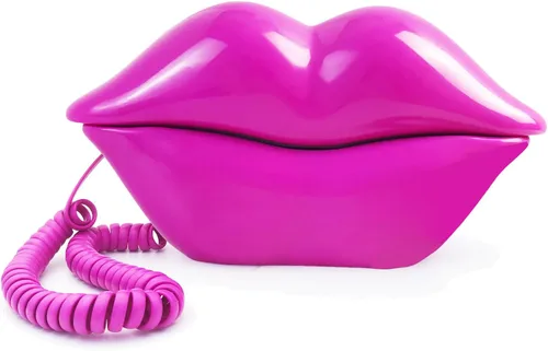 Vista 9 de Teléfonos fijos para el hogar, TelPal teléfono con cable de labios, teléfono de escritorio retro para el hogar, teléfono de novedad analógico
