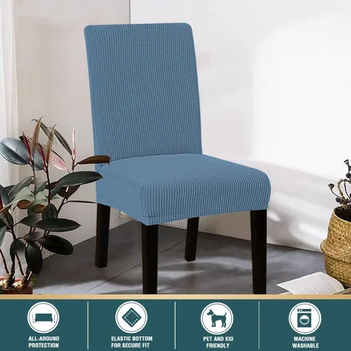Vista 4 de Jacquard Spandex Dining Room Chair Covers Set of 2/4/6,Elastic Chair Protector Stretch Removable Washable Seat Covers for Dining Room, Wedding