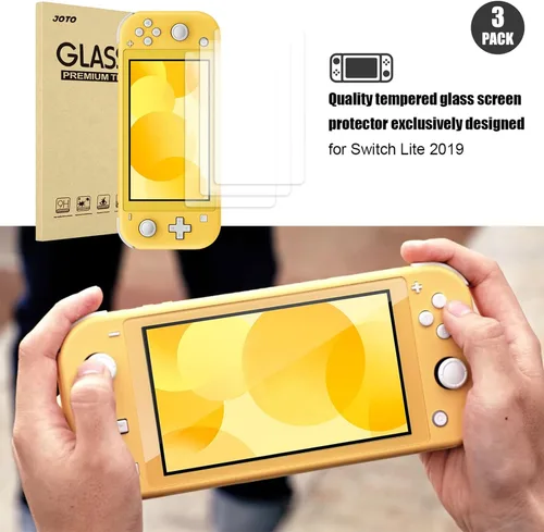 Vista 6 de JOTO 3 Pack Screen Protector for Nintendo Switch Lite, Tempered Glass Screen Film Guard Rounded Edge Real Glass Screen Protector for Switch Lite 2019