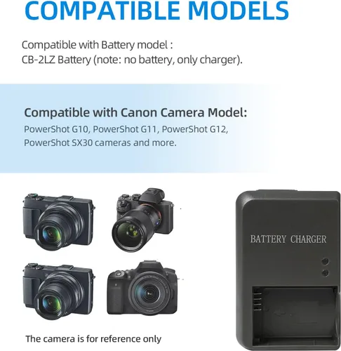 Vista 2 de Cargador de batería NB-7L CB-2LZ - Compatible con Canon PowerShot G10, G11, G12, SX30
