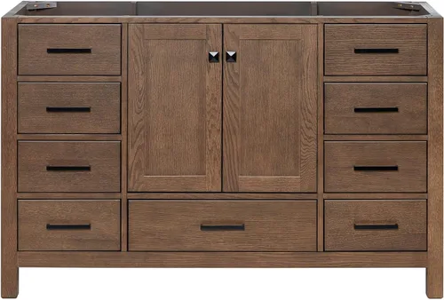 Vista 80 de ARIEL Cambridge Mueble base de tocador de baño de 36 pulgadas, madera maciza, 2 puertas de cierre suave, 5 cajones de cola de milano, roble marrón