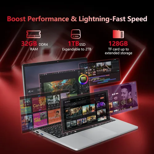 Vista 3 de Computadora portátil AMD Ryzen 5 7430U para juegos, computadora portátil de 15.6 pulgadas con 32 GB de RAM 1 TB SSD, AMD Radeon Lap top, portátiles
