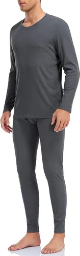Vista 3 de COLORFULLEAF Conjunto de ropa interior térmica de algodón para hombre, ropa interior térmica de algodón para hombre, capa base, clima frío