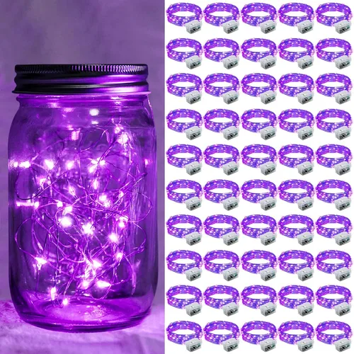 Vista 76 de Paquete de 6 luces de hadas a pilas con temporizador remoto, 8 modos de iluminación, 7 pies, 20 luces LED impermeables para Halloween, Navidad