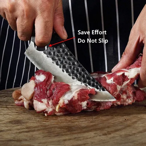 Vista 6 de Smith Chu Regalo para hombres Cuchillo vikingo forjado a mano Acero de alto carbono Japón Cuchillos de chef para barbacoa Carne Verduras Corte
