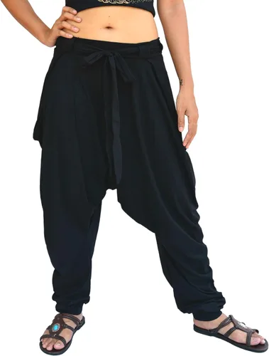Vista 4 de Mujeres Hombres Harem Pantalones Palazzo Dhoti Estilo 2 Bolsillos Algodón