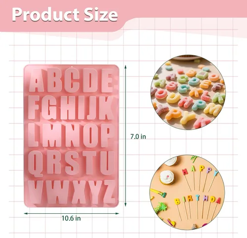 Vista 2 de 2 moldes de letras para chocolate, moldes de silicona para manualidades, adecuados para hacer chocolate, dulce de azúcar, galletas, pasteles y otros