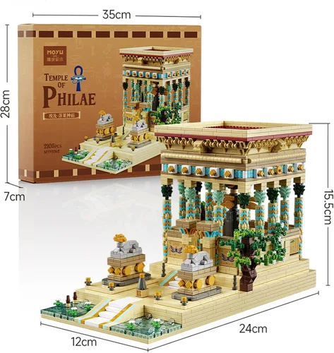 Vista 3 de 2105PCS Micro Ladrillos Antiguo Egipto Philae Temple Modelo Bloques