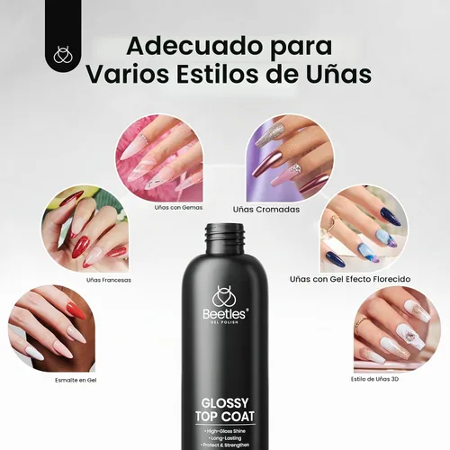 Vista 7 de Beetles - Recambio de capa superior extra brillante a granel de 10.5 fl oz (10.1 fl oz)