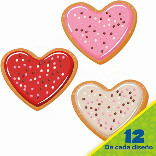 Vista 6 de Eureka Galletas de San Valentín recortadas de papel para decoración de aula para profesores, 36 piezas