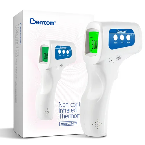 Vista 11 de Berrcom Termómetro digital sin contacto de 3 en 1 para frente y oído, con luz de fondo, sensor de temperatura corporal y de objetos para interiores