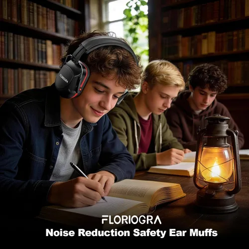 Vista 6 de Noise Reduction Ear Muffs, NRR 34dB Ear Protection for Adults Black Red