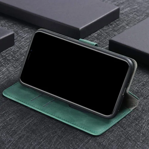 Vista 7 de Compatible con Redmi A1 4G Flip Wallet Cover Cover Compatible con Redmi A1 Plus 4G Kickstand Cierre Magnético Negro