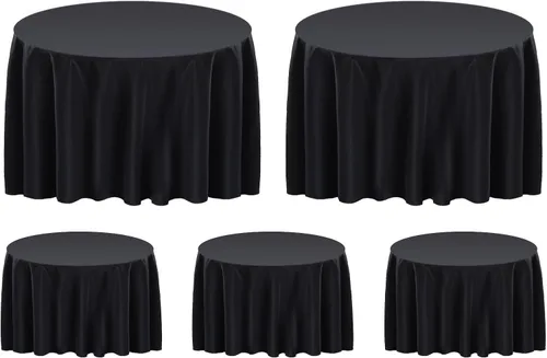 Vista 16 de Surmente Mantel cuadrado para mesas cuadradas o redondas, 100% poliéster, 52 x 52 pulgadas, mantel para bodas, banquetes o restaurantes (negro)