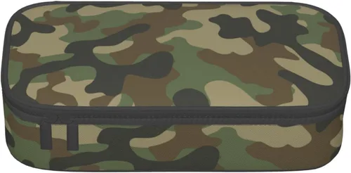 Vista 2 de Estuche para lápices con estampado de camuflaje verde y camuflaje, bolsa con soporte para bolígrafos, organizador de escritorio para escuela