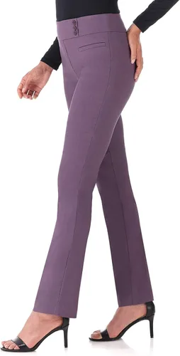 Vista 2 de Rekucci - Pantalones elegantes y rectos para mujer fácil de ponerse para uso diario con control de barriga