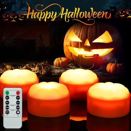 Vista 9 de Litake Luz de calabaza sin llama, funciona con pilas Paquete de 4