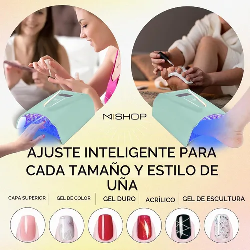 Vista 4 de M - Crystal Cure - Lámpara de uñas UV/LED de 128 W Curado rápido con 45 potentes LED de 365 nm+405nm Inalámbrica, recargable, sensor automático