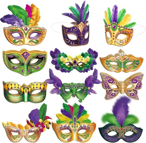 Vista 7 de Capoda - 24 máscaras de Mardi Gras a granel para niñas, niños y adultos