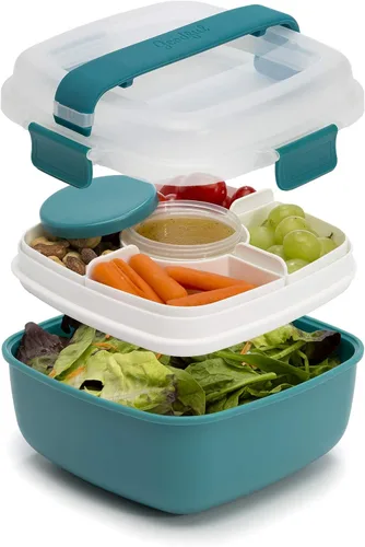 Vista 12 de Goodful Caja de almuerzo apilable, almacenamiento de alimentos estilo Bento con compartimentos extraíbles para sándwich, aperitivos, coberturas