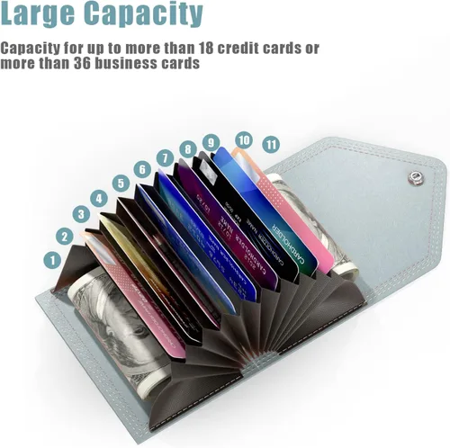 Vista 3 de Nipichsha Tarjetero para tarjetas de crédito, cartera pequeña para tarjetas, cartera delgada de cuero para tarjetas, funda de bolsillo para tarjetas
