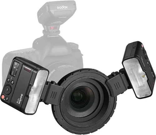Vista 2 de Godox MF12 MF12-K2 Macro Flash Off-Camera TTL Flash Speedlite 12W, Control Inalámbrico 2.4G, Modo TTL/M, Batería de Litio Integrada 3.7V/6.29W