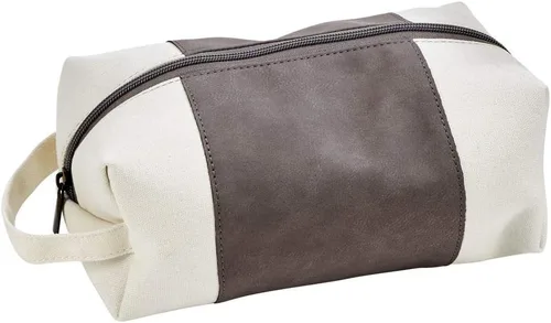 Vista 3 de Creative Gifts International Neceser de viaje de cuero sintético, para hombres y mujeres, piel sintética resistente a los arañazos y lona, cierre