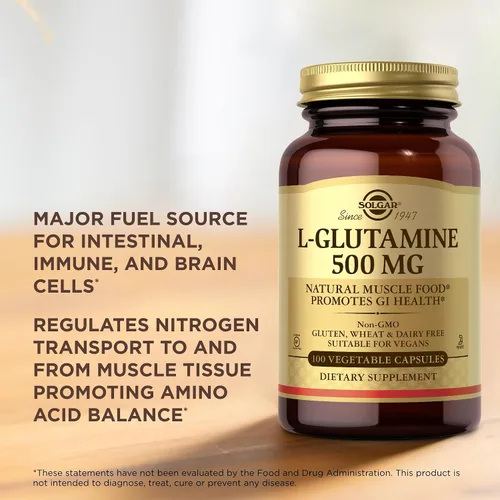 Vista 5 de Solgar L-Glutamina 500 mg - 100 cápsulas vegetales - Alimento muscular natural - Sin OMG, vegano, sin gluten, sin lácteos, Kosher - 33 porciones