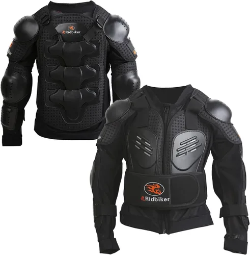 Vista 8 de RIDBIKER - Chaleco protector de pecho para niños, equipo de motocross, moto todo terreno, chaqueta de armadura de cuerpo completo para motocicleta