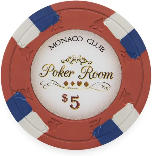 Vista 15 de Claysmith Gaming Paquete de 50 fichas de póquer Monaco Club, compuesto de arcilla pesada de 0.48 oz