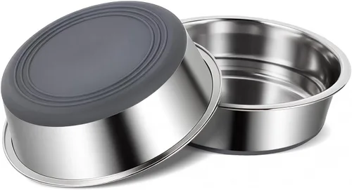 Vista 12 de Cuencos para perros, acero inoxidable de grado alimenticio para alimentos y agua, paquete de 2, 3 tazas Negro