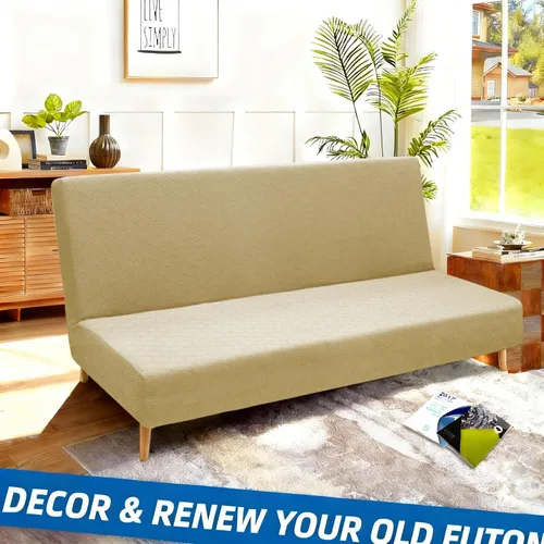 Vista 4 de XINEAGE - Funda elástica para futón y sofá cama, tamaño matrimonial, color Beige
