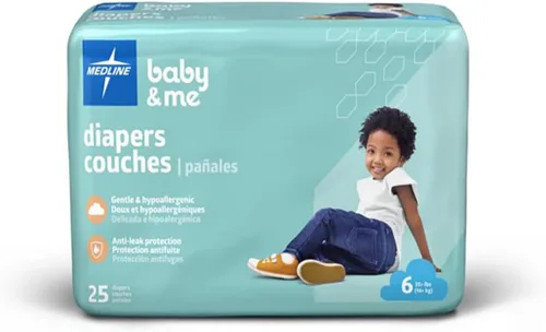Vista 9 de Medline Pañales desechables para bebé, talla 1 (8-14 libras), caja de 200